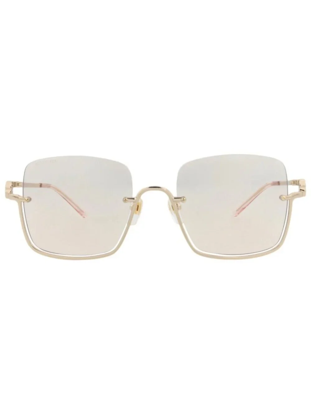 New Gucci Women's Sunglasses Square Rectangle Metal Frame Gold Gold Yellow